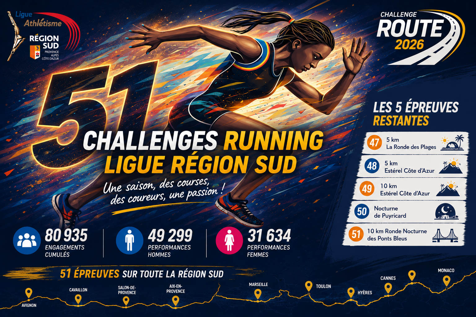 Chiffres clés du Challenge Route Région Sud 2026